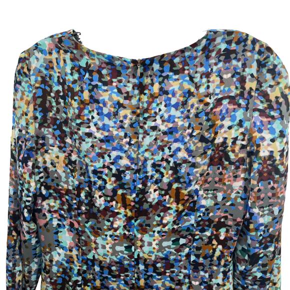 HUGO Hugo Boss Multicolor Abstract Silk Long Sleeve Sheath Dress Women Sz 2 - Picture 6 of 12